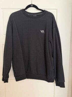 RVCA Black Crewneck Sweatshirt with White VA Logo